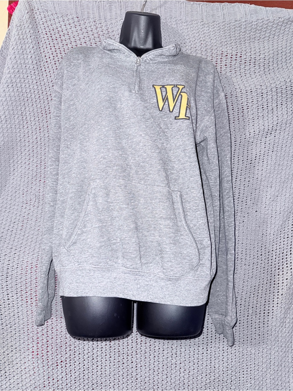 League Gray Crewneck Half-Zip Sweatshirt Wake Forest
